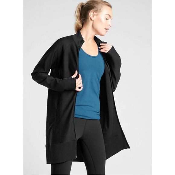 Athleta Rye Full Zip Long Lightweight Jacket in Black Size XS Commute Travel - Picture 5 of 13